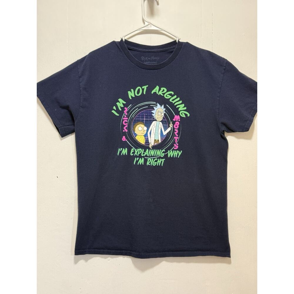 Rick and Morty 'I'm Not Arguing' Navy Blue Short Sleeve T Shirt Cotton Sz L